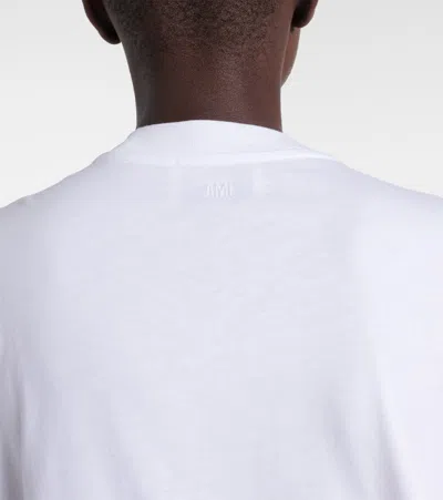 Ami Alexandre Mattiussi De Caur Embroidered Organic Cotton-jersey T-shirt In White