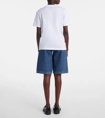 Ami Alexandre Mattiussi De Caur Embroidered Organic Cotton-jersey T-shirt In White