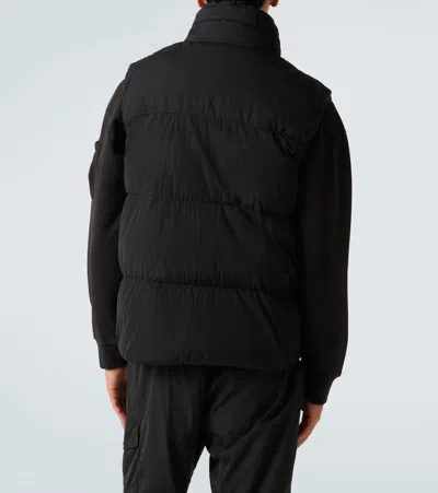 C.p. Company Black Vest With Mock Drawstring Neck And Logo Plaque On The Front In Black
