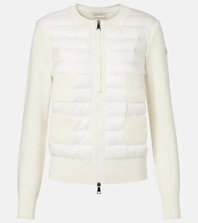 Moncler Down-paneled Knitted Jacket In Neutral