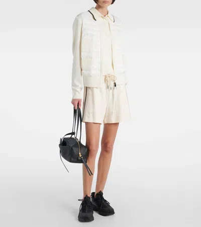 Moncler Down-paneled Knitted Jacket In Neutral
