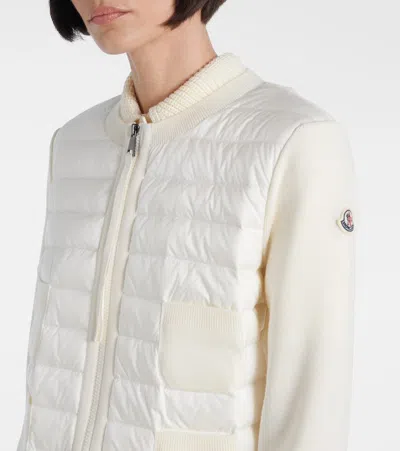Moncler Down-paneled Knitted Jacket In Neutral