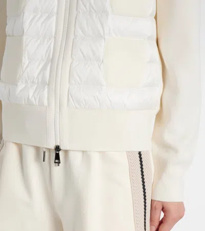 Moncler Down-paneled Knitted Jacket In Neutral
