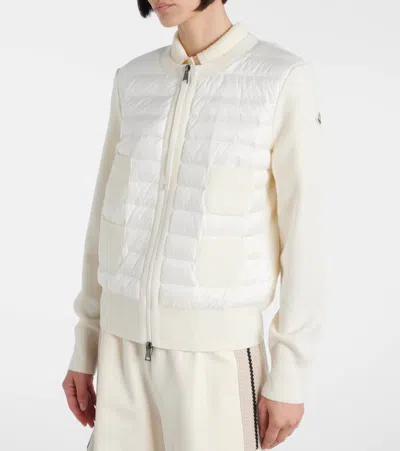 Moncler Down-paneled Knitted Jacket In Neutral