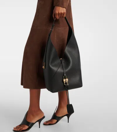 Ferragamo Hobo Medium Bag With Gancino Locker Shoulder Bags Black