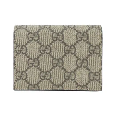 Pre-owned Gucci Beige Black Gg Supreme Leather Wallet (bi-fold) ()