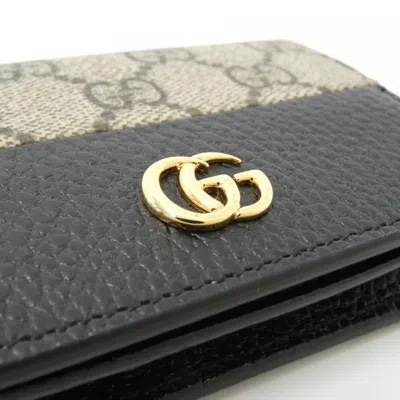 Pre-owned Gucci Beige Black Gg Supreme Leather Wallet (bi-fold) ()