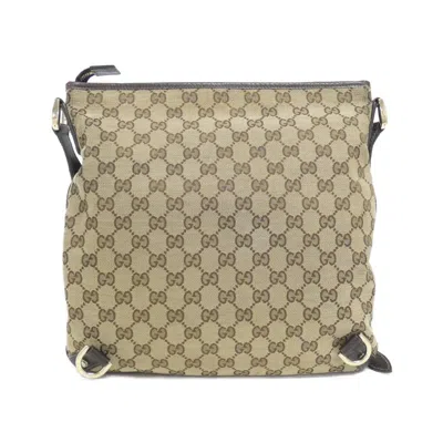 Pre-owned Gucci Beige Brown Gg Canvas Shoulder Bag ()