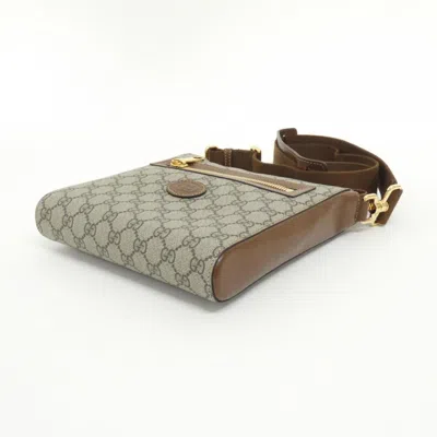 Pre-owned Gucci Beige Brown Gg Supreme Leather Shoulder Bag ()