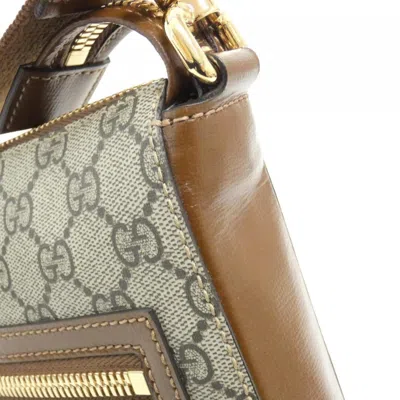 Pre-owned Gucci Beige Brown Gg Supreme Leather Shoulder Bag ()