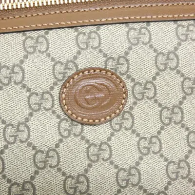 Pre-owned Gucci Beige Brown Gg Supreme Leather Shoulder Bag ()