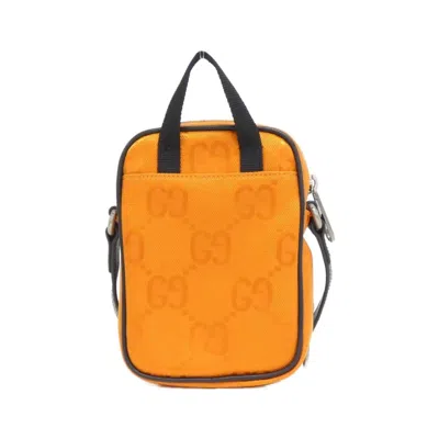 Pre-owned Gucci Black Orange Nylon Leather Shoulder Bag ()