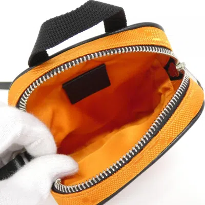 Pre-owned Gucci Black Orange Nylon Leather Shoulder Bag ()