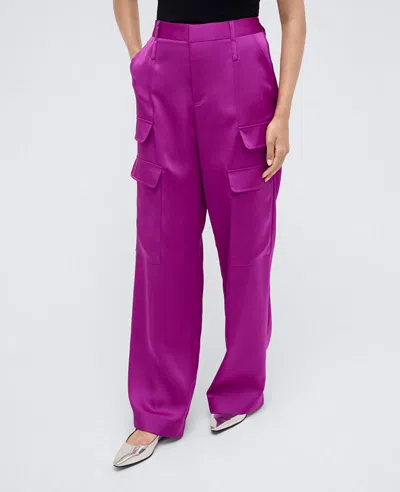 Kenneth Cole Satin High Rise Cargo Wide Leg Pant