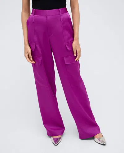 Kenneth Cole Satin High Rise Cargo Wide Leg Pant