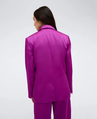 Kenneth Cole One-button Satin Blazer In Purple