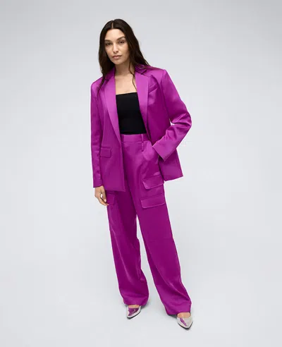 Kenneth Cole Satin High Rise Cargo Wide Leg Pant