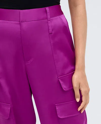 Kenneth Cole Satin High Rise Cargo Wide Leg Pant