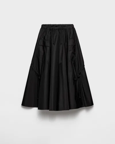 Prada Patch-pocket Drawstring Midi Skirt In Black