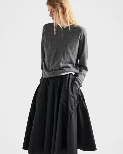 Prada Patch-pocket Drawstring Midi Skirt In Black