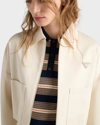 Prada Chino Cropped Jacket In Neutral