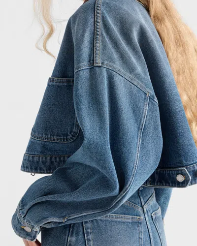 Prada Cropped Jacket With Dropped Shoulders And Puffed Sleeves