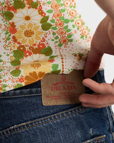 Prada Regular Washed Denim Jeans In Blue