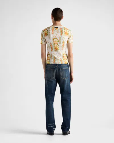 Prada Regular Washed Denim Jeans In Blue