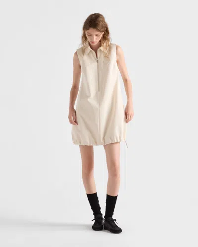 Prada Sleeveless Chino Drawstring Mini Dress In White