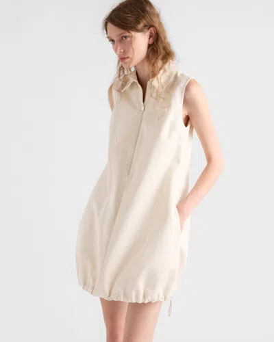 Prada Sleeveless Chino Drawstring Mini Dress In White