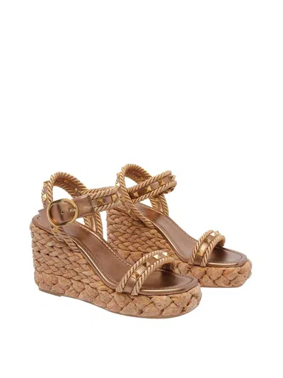 Valentino 100mm Leather Sandals In Brown
