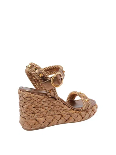 Valentino 100mm Leather Sandals In Brown