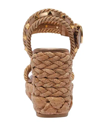 Valentino 100mm Leather Sandals In Brown