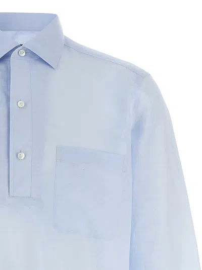 Zegna Linen Blend Shirt With Three-button Front