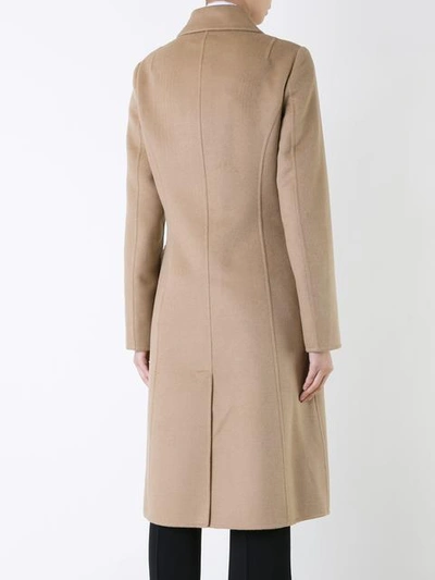 Shop Michael Kors Buttoned Mid Coat In Brown