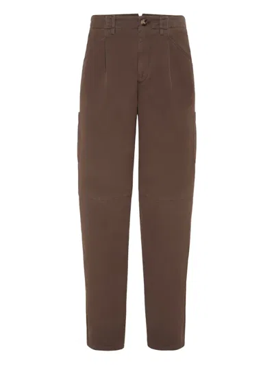 Brunello Cucinelli Straight-leg Trousers In Brown