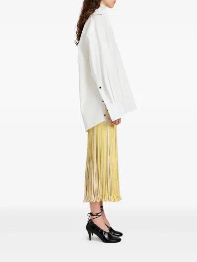 Proenza Schouler Veda Two-tone Faux Leather Fringe Midi Wrap Skirt In Yellow