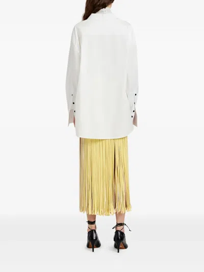 Proenza Schouler Veda Two-tone Faux Leather Fringe Midi Wrap Skirt In Yellow
