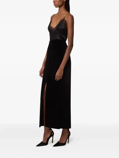 Nina Ricci Velvet Slit Maxi Skirt