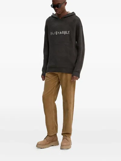Bluemarble Embellish-logo Hooded Sweatshirt In Black