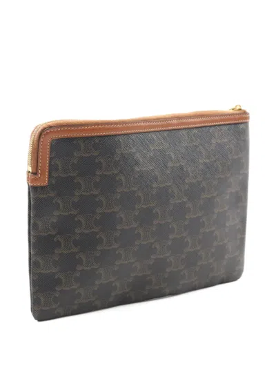 Pre-owned Celine 2010s Small Triomphe Pattern Clutch Bag In Black