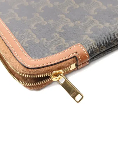 Pre-owned Celine 2010s Small Triomphe Pattern Clutch Bag In Black