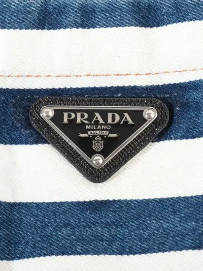 Pre-owned Prada 2023 Striped Cropped Denim Jacket