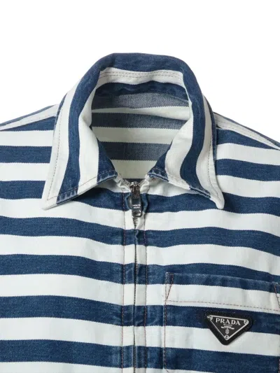 Pre-owned Prada 2023 Striped Cropped Denim Jacket
