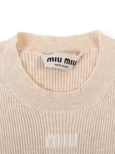 Pre-owned Miu Miu 2023 Ribbed Short-sleeve Midi Dress