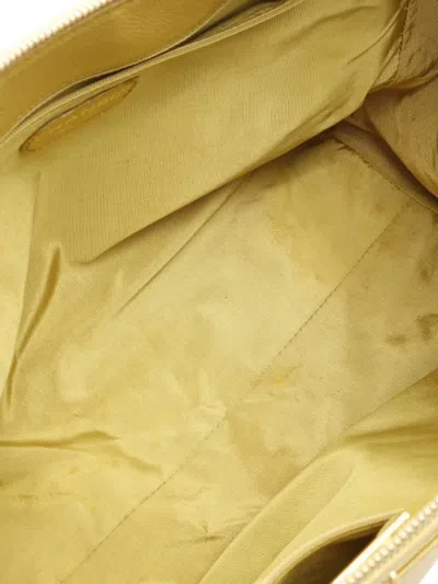 Pre-owned Chanel 1997 Caviar-leather Chain Tote Bag In Yellow