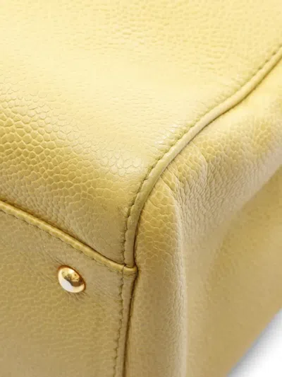 Pre-owned Chanel 1997 Caviar-leather Chain Tote Bag In Yellow
