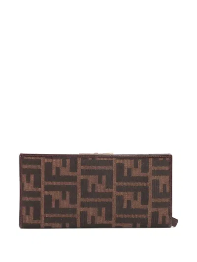 Pre-owned Fendi Zucca Monogram Pattern Wallet In Brown