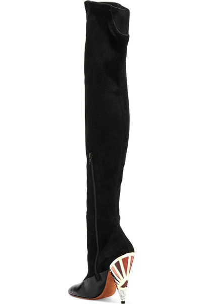 Shop Givenchy Leather-paneled Suede Over-the-knee Boots