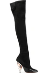 GIVENCHY Leather-paneled suede over-the-knee boots